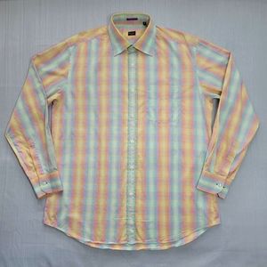 Paul Smith Shirt Mens 16.5 Multicolor Long Sleeve Button Up Shepherds Check